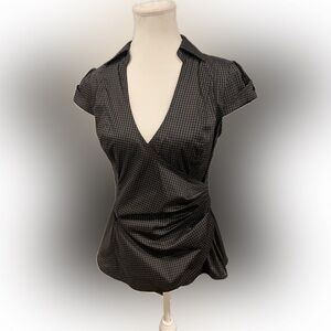 Express Design Women’s Black/white Wrap Blouse S